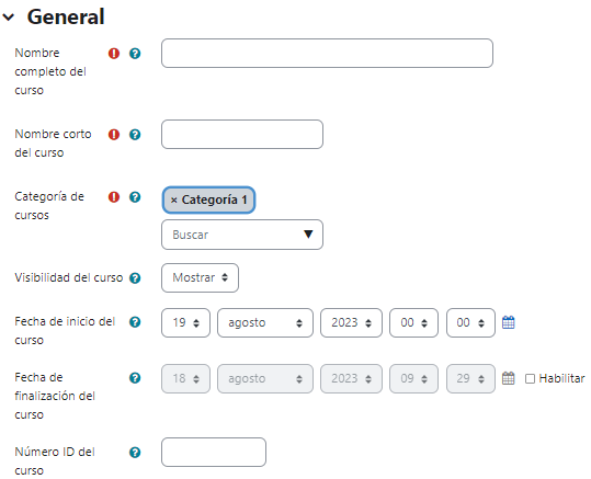 Configuración de sección General